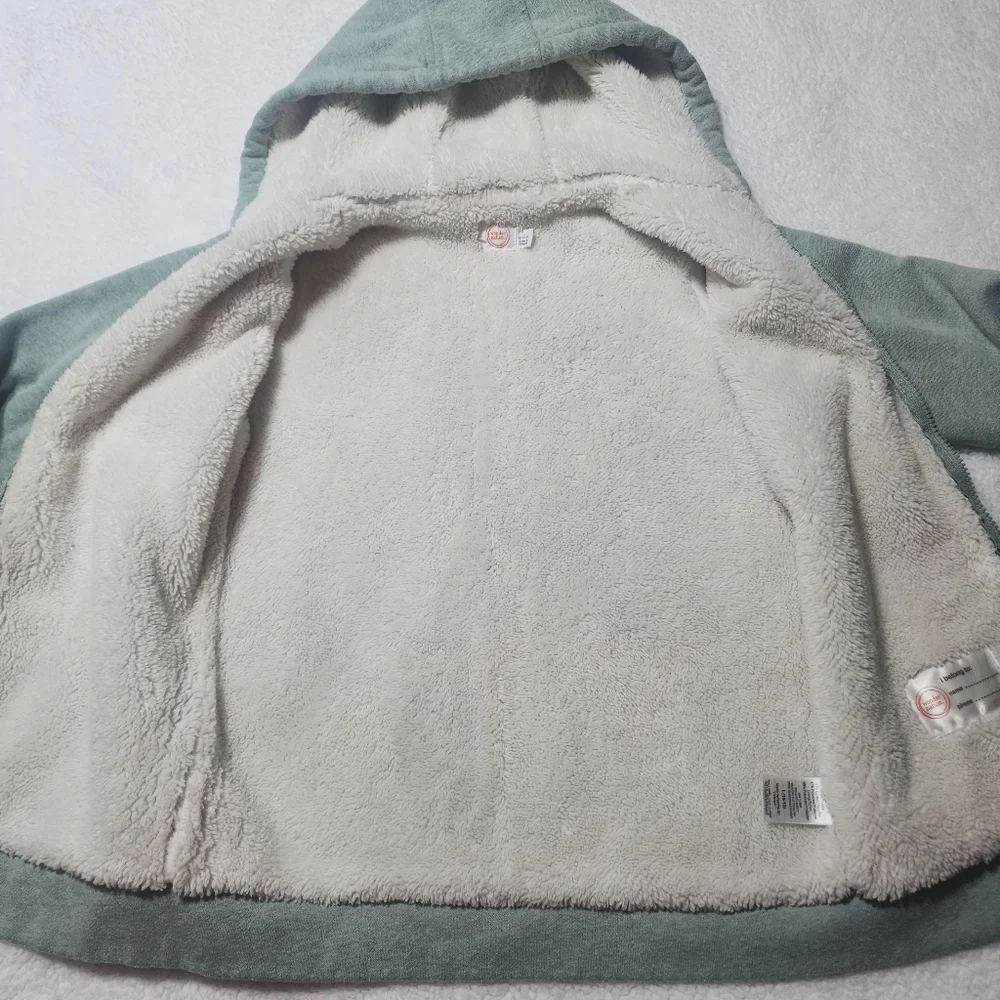 Wonder Nation Girl's Light Green Plush Lined Zip Up Hoodie Size Large (10-12)